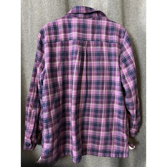 LL Bean Minky Fleece Flannel Shirt Women’s Medium Plaid Shacket Gorpcore Cozy - Picture 4 of 6